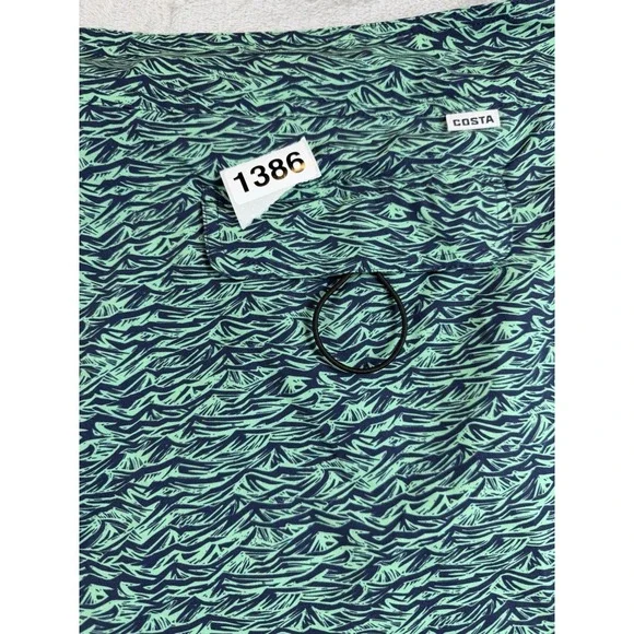 COSTA Board Shorts Mens 38 Green Wave Pattern Performance Swim Surf Trunks - Picture 6 of 6